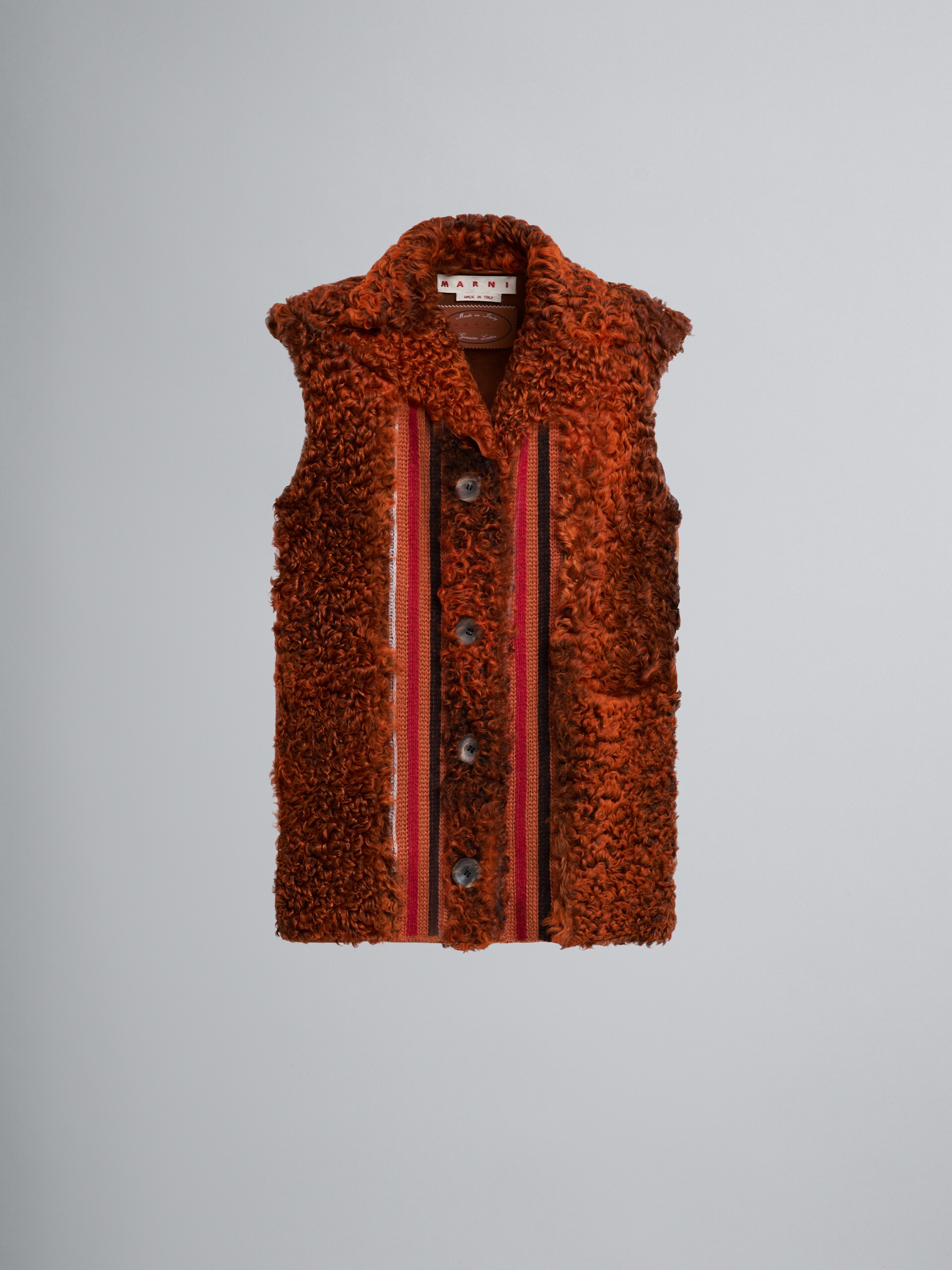 DYED CURLY LAMB LEATHER VEST - 1