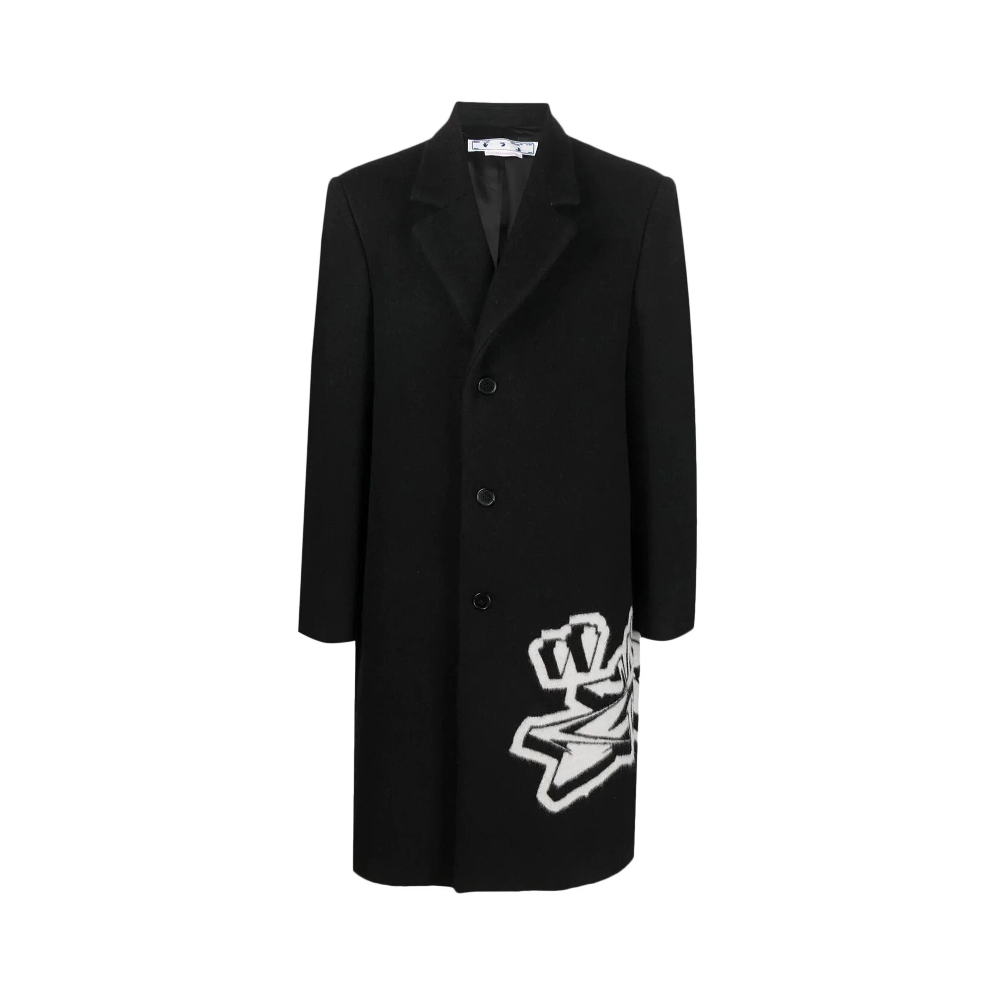 Off-White Graffiti Wool Skate Long Coat 'Black/White' - 1