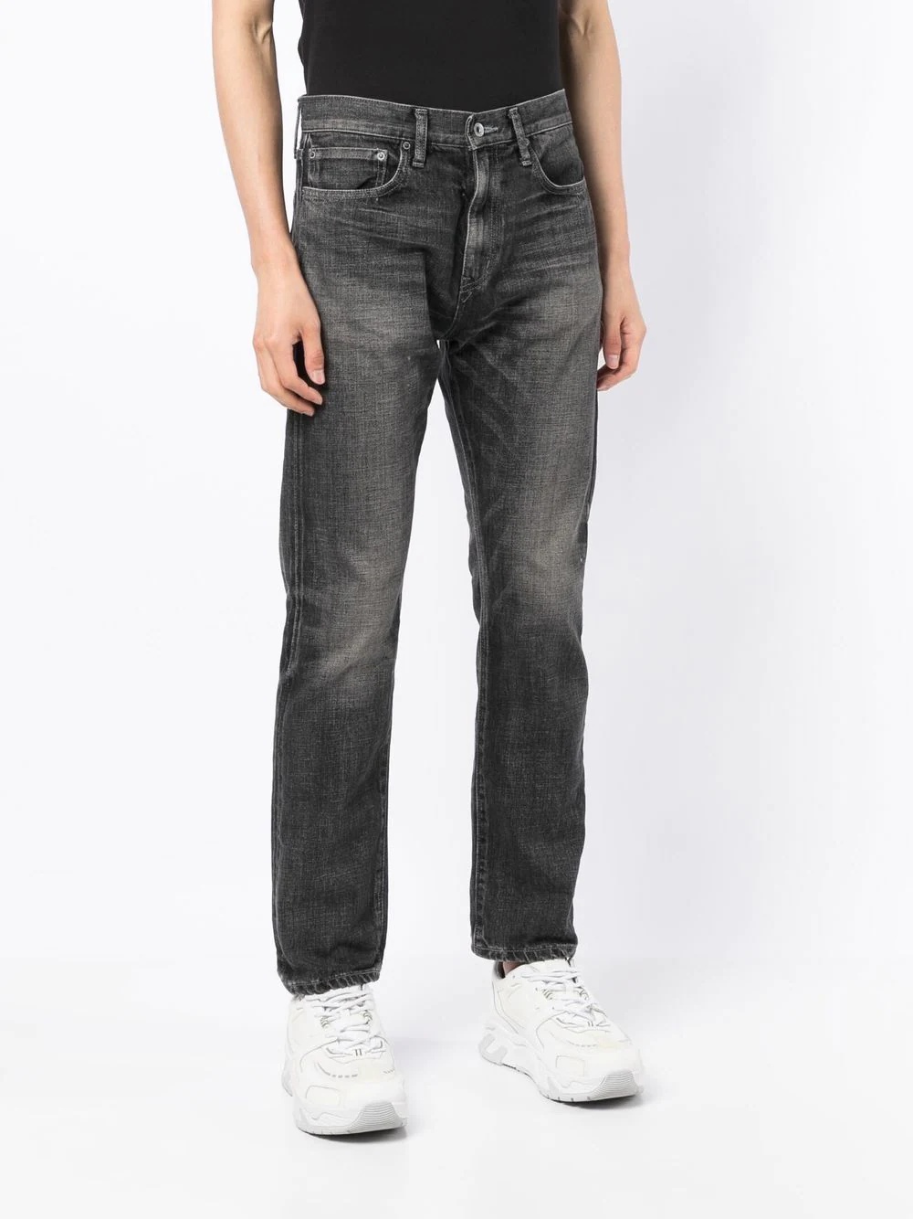 washed-effect slim-cut jeans - 3