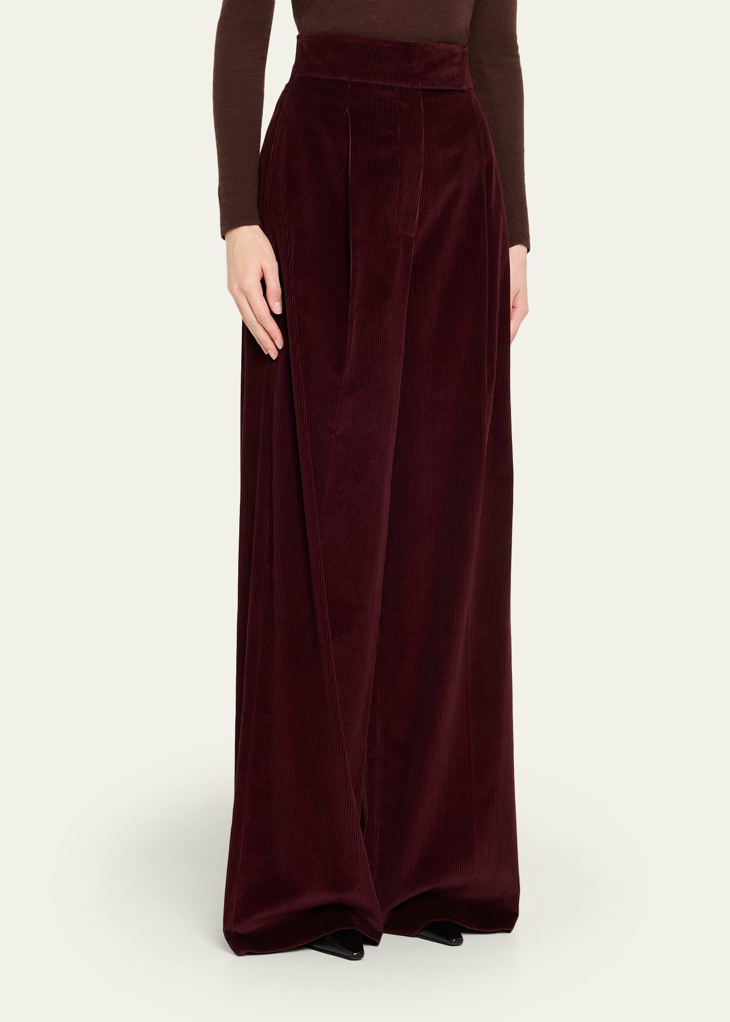Cherry Wide-Leg Cotton Corduroy Pants - 4