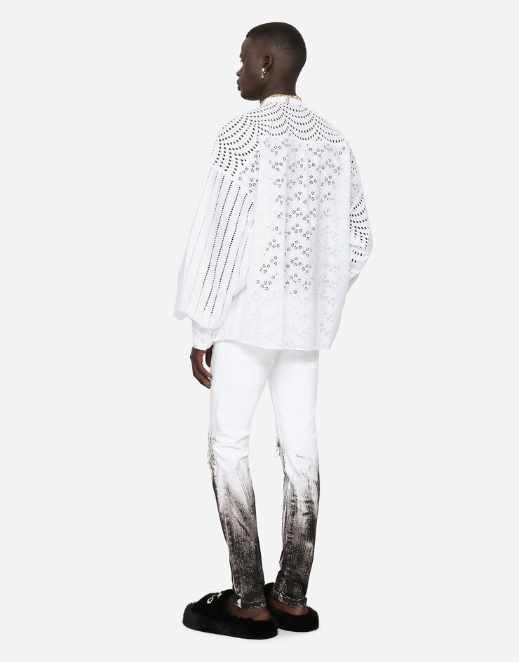 Skinny stretch jeans with rips and brushstrokes - 3