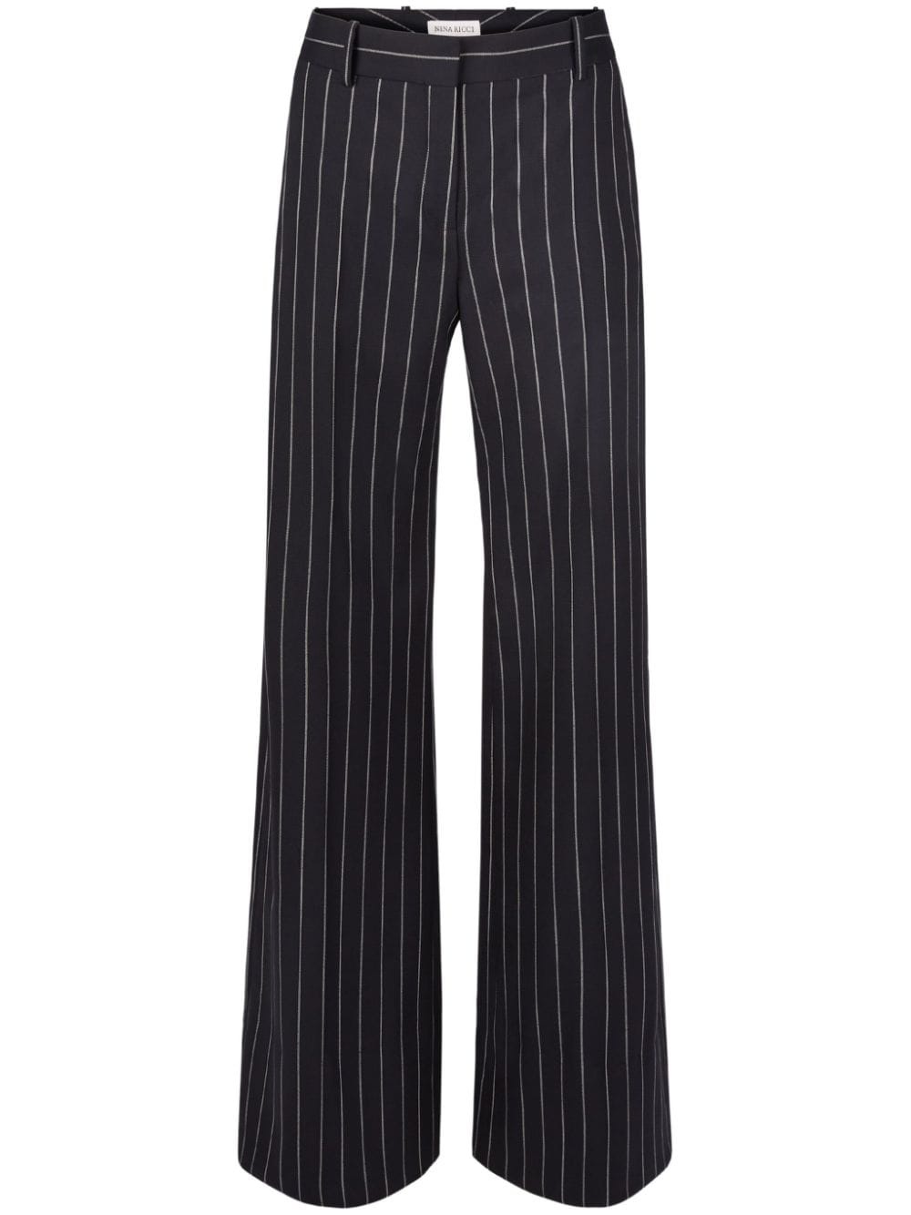 pinstripe wide leg pants - 1