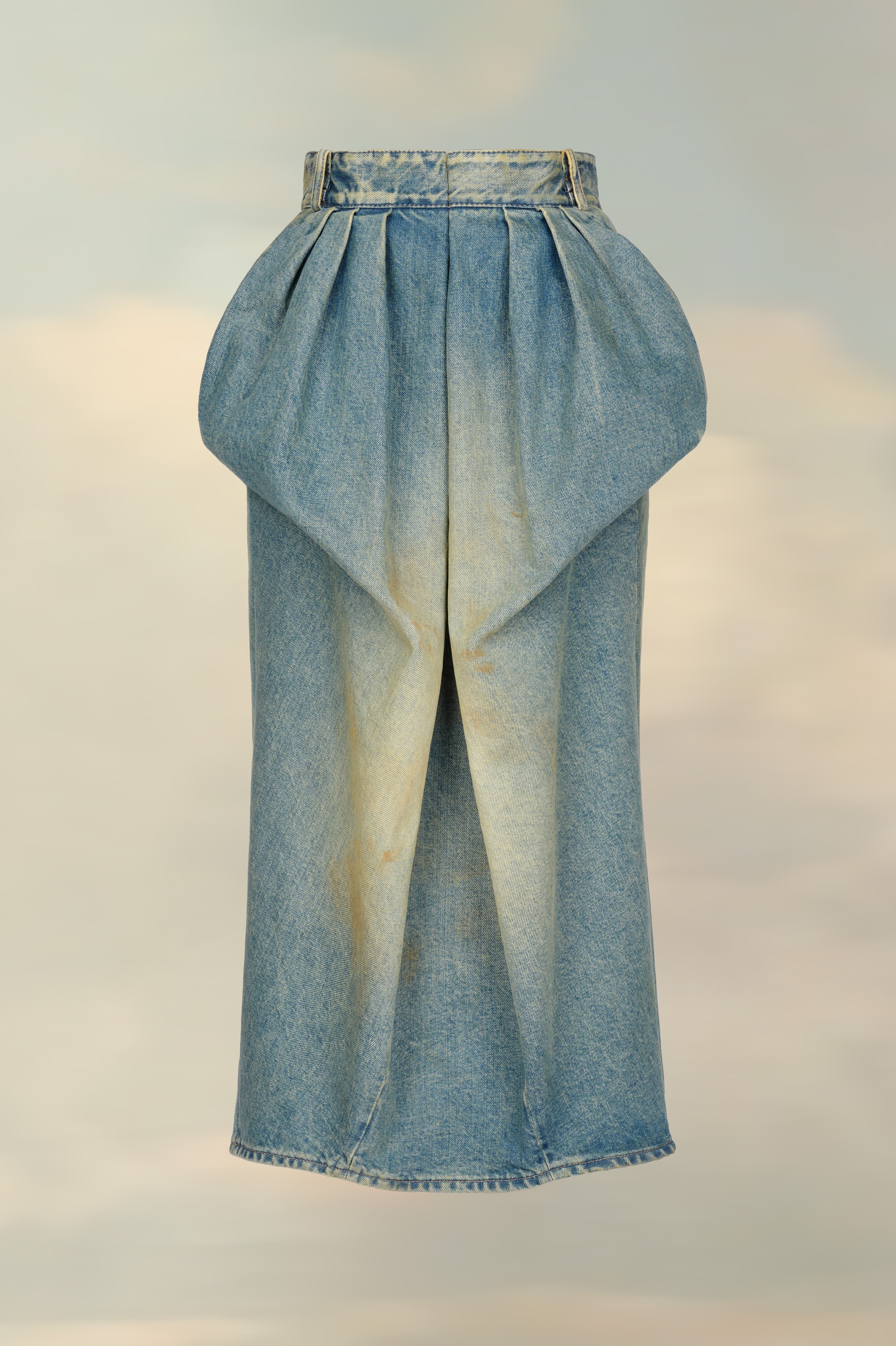 Pleated denim skirt