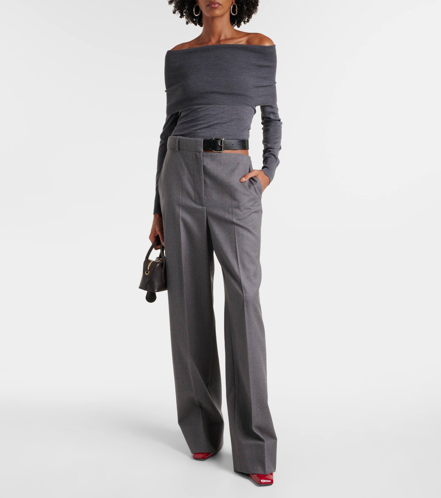 Wool flannel straight pants - 2
