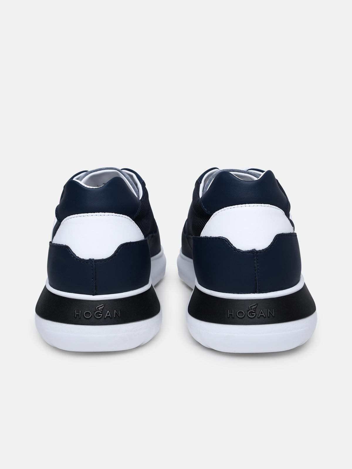 INTERACTIVE 3 BLUE LEATHER BLEND SNEAKERS - 4