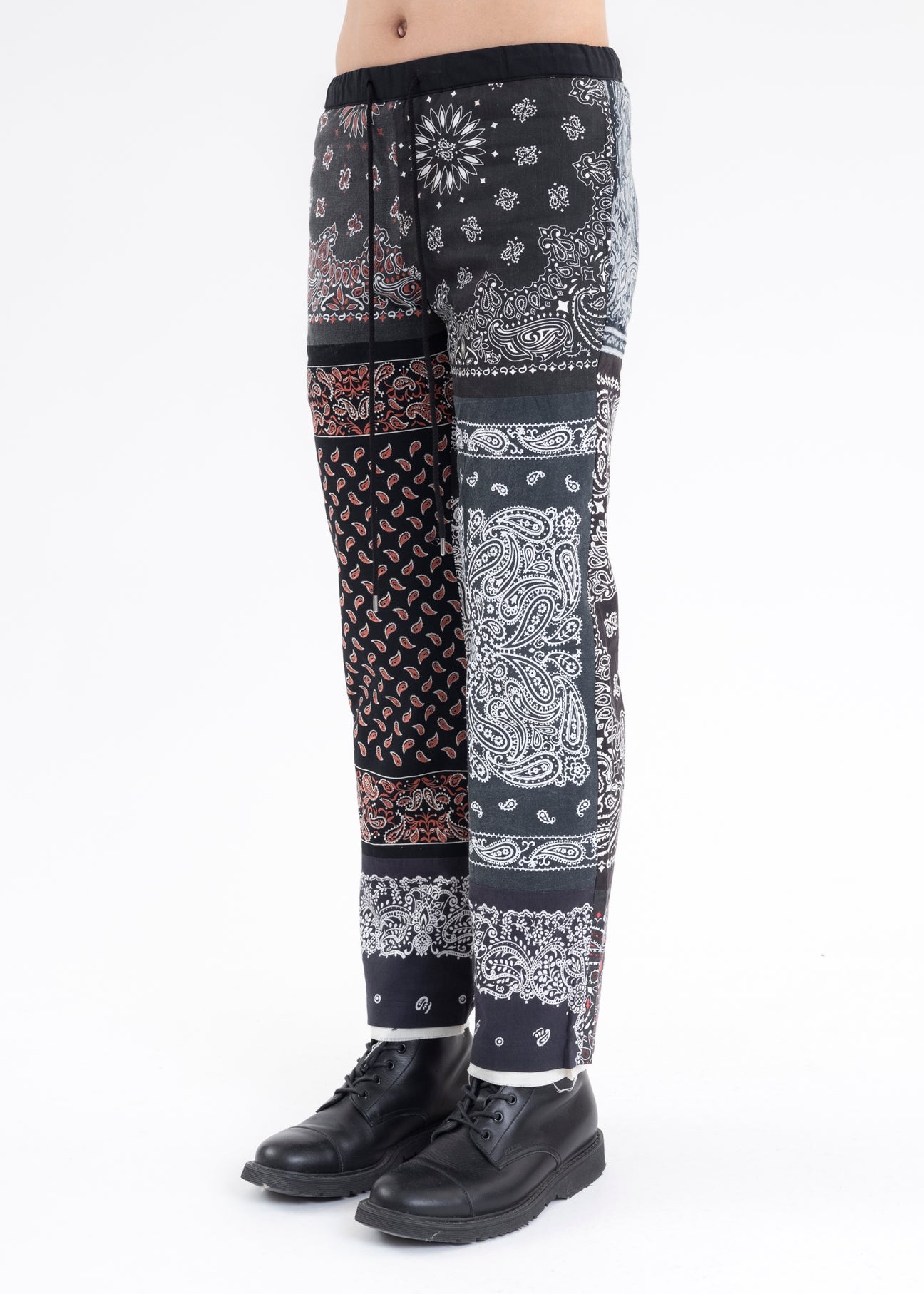 Black BANDANA PATCHWORK PANTS - 3