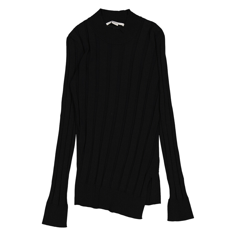 Stella Mccartney Ladies Black Asymmetric-Hem Knit Jumper - 4