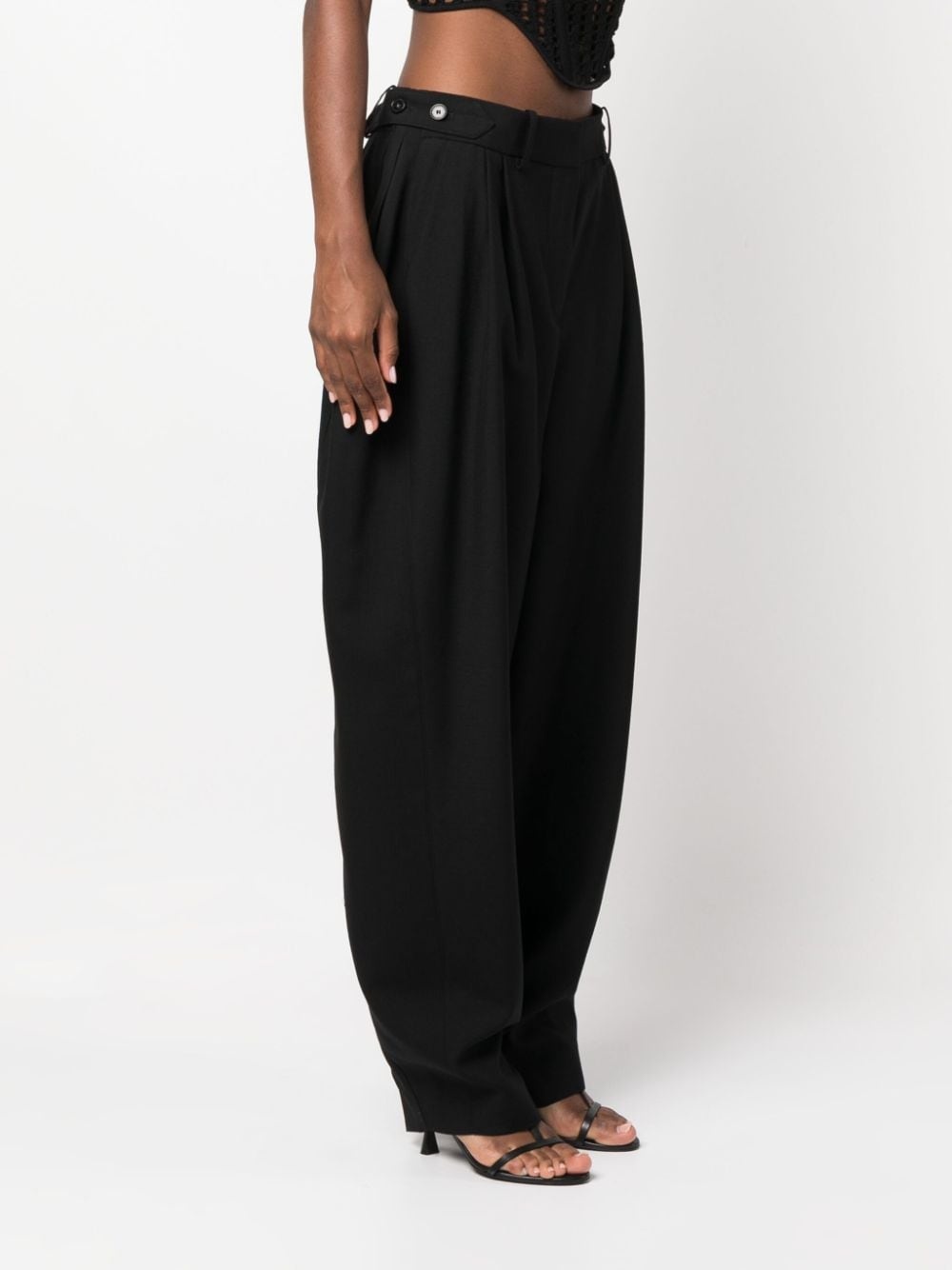 pleated wool wide-leg trousers - 3
