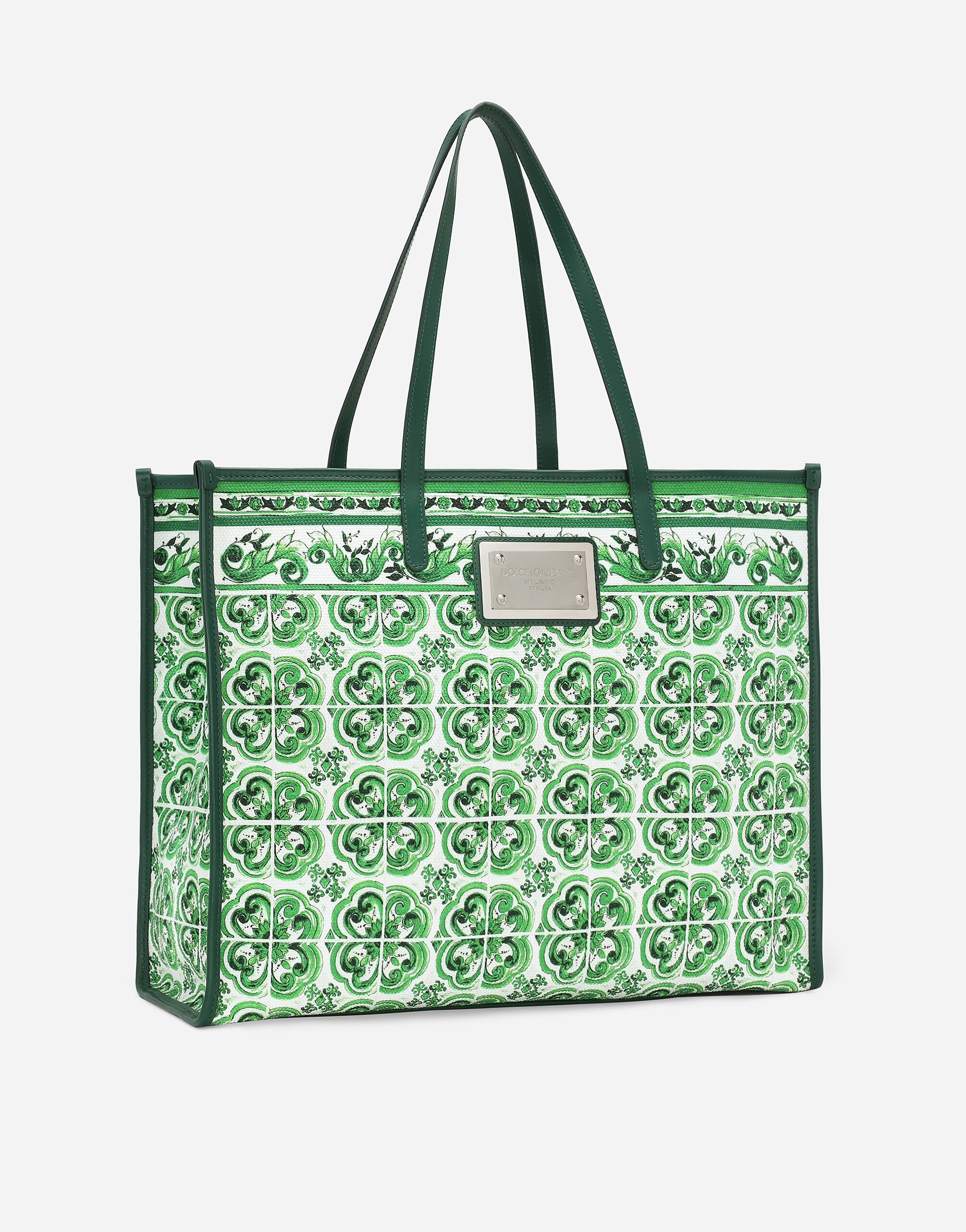 Large canvas shopper with majolica print - 3