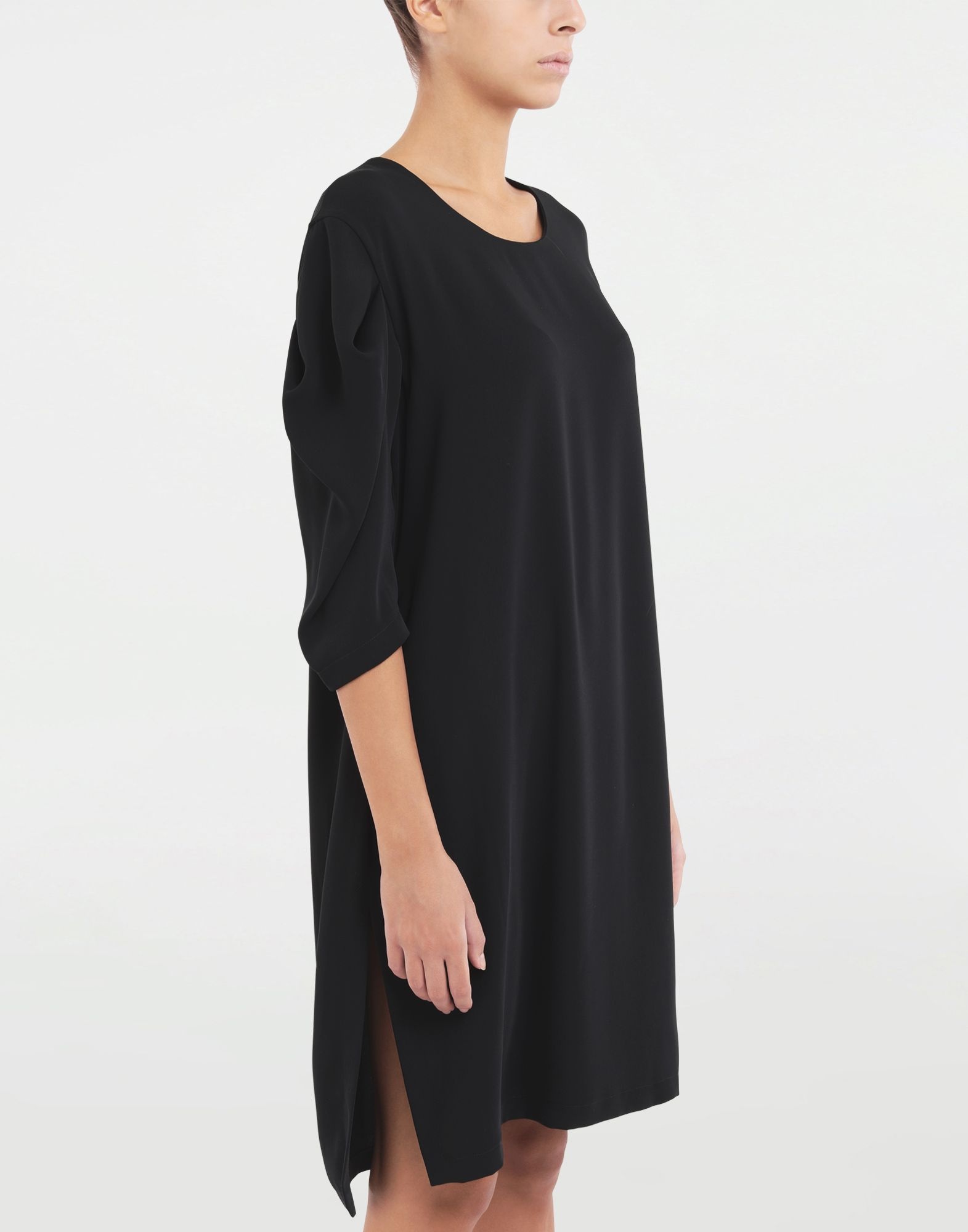 Ruffle draped sleeve dress - 5