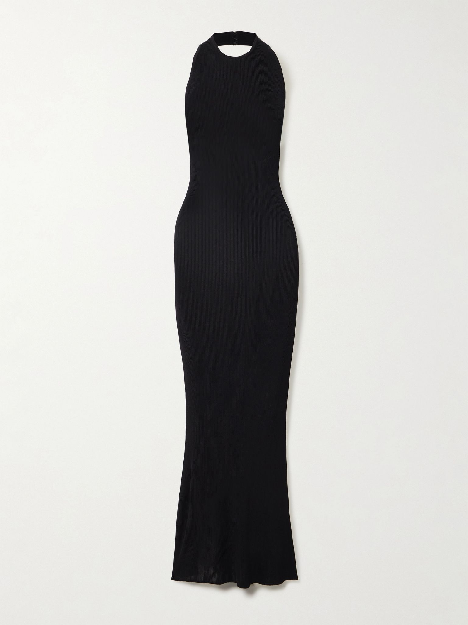 Gertrude ribbed-knit halterneck maxi dress Black - 1