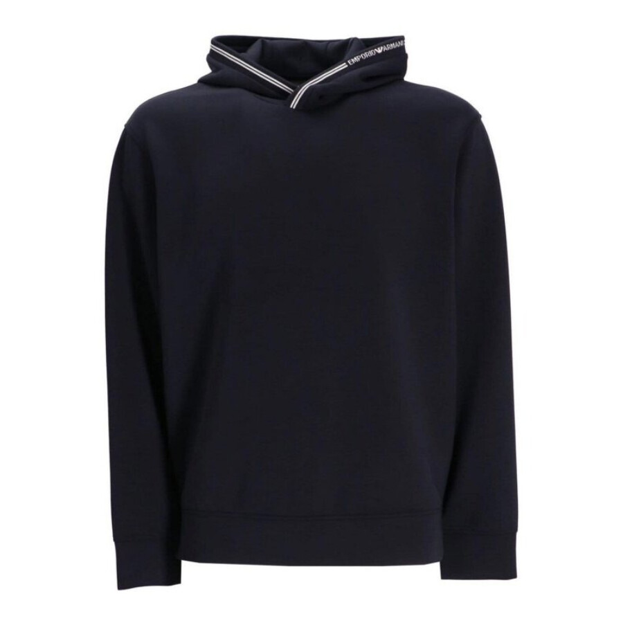 Emporio Armani Logo Rib-Knit Trim Hoodie - 1