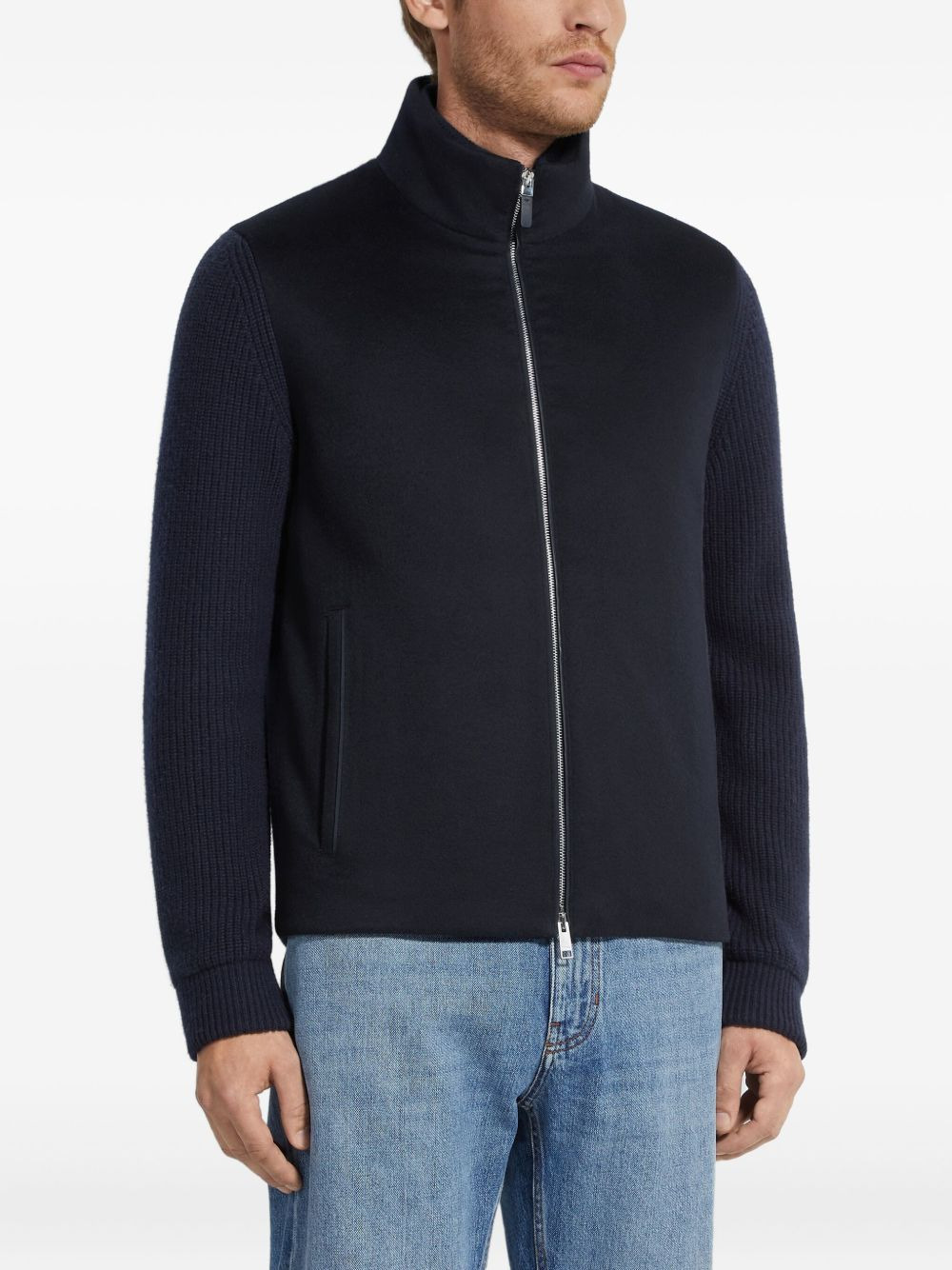 panelled zip-up cardigan - 3