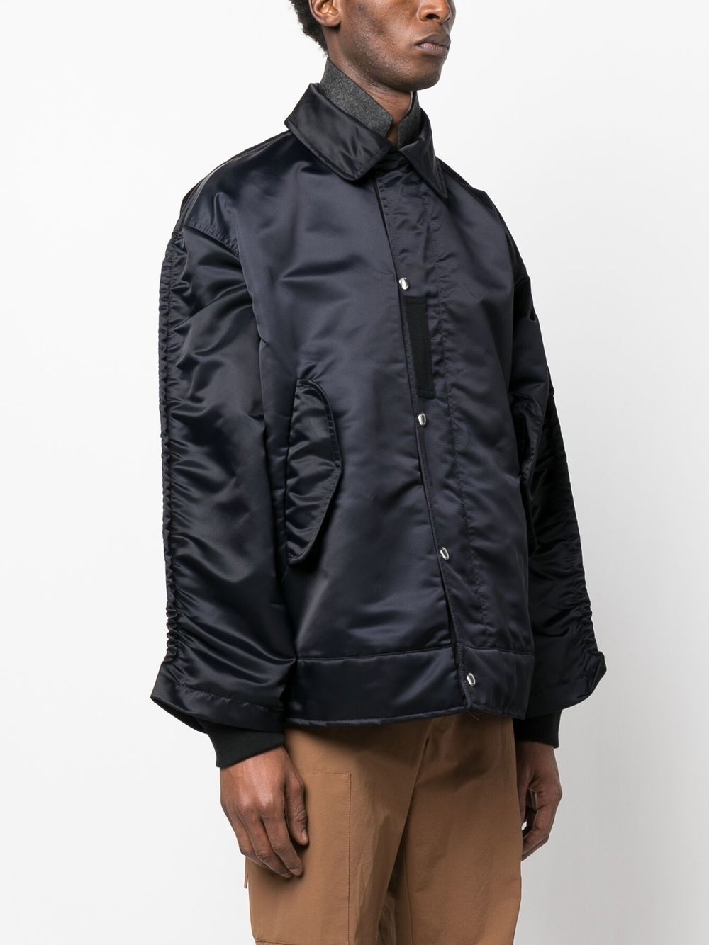 ruched-detail zip-fastening jacket - 3