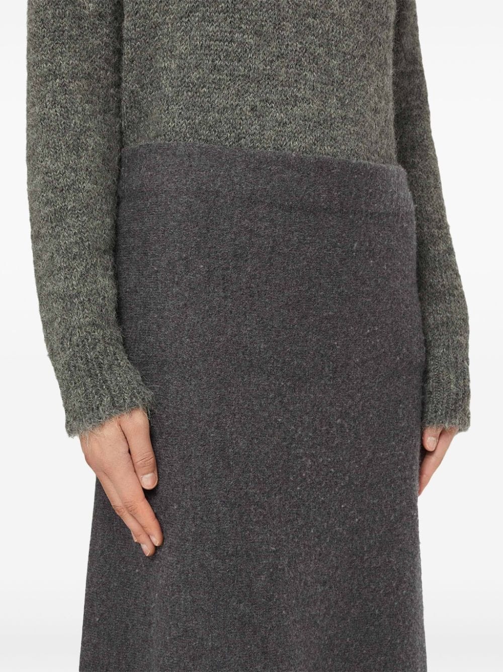 wool A-line midi skirt - 5