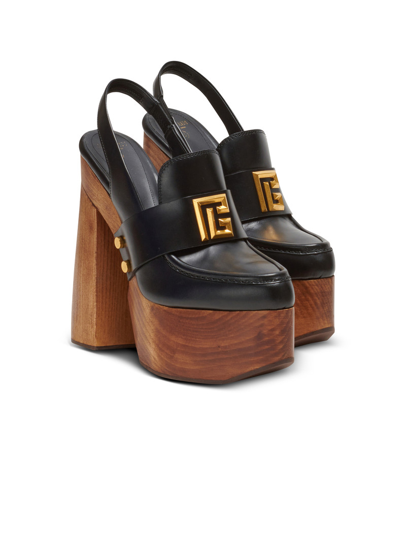 Bonnie leather and wood platform loafers 2