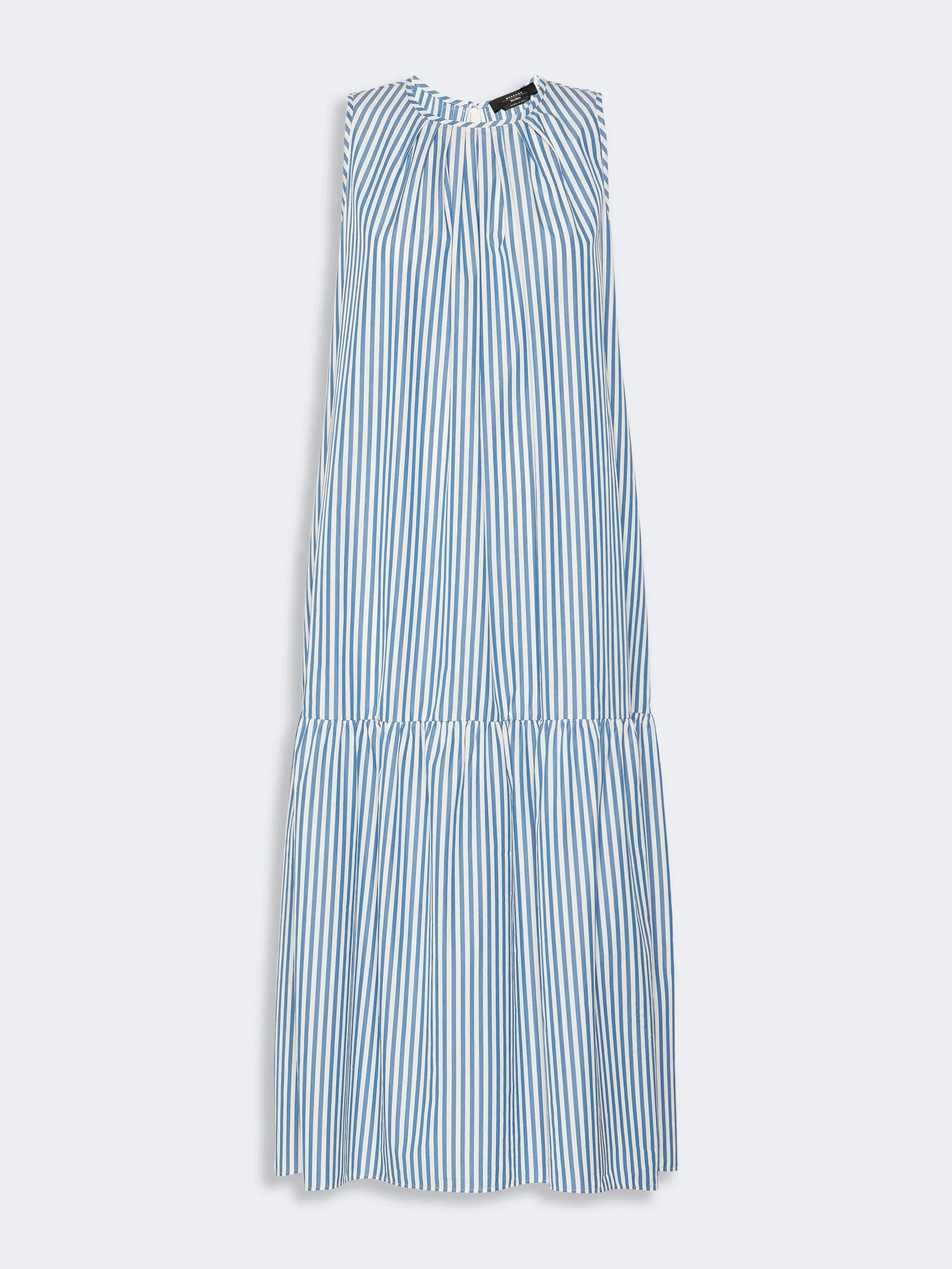 CAPO Long cotton poplin dress - CORNFLOWER BLUE - 1