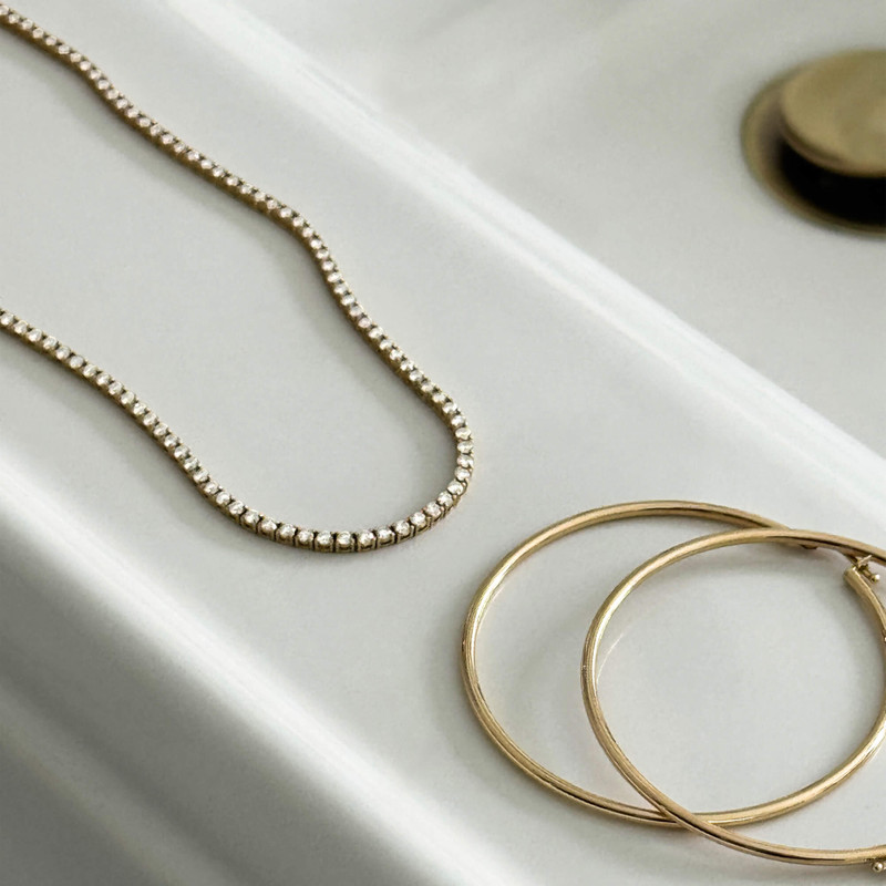 Unflippable Tennis Necklace in Yellow Gold 14