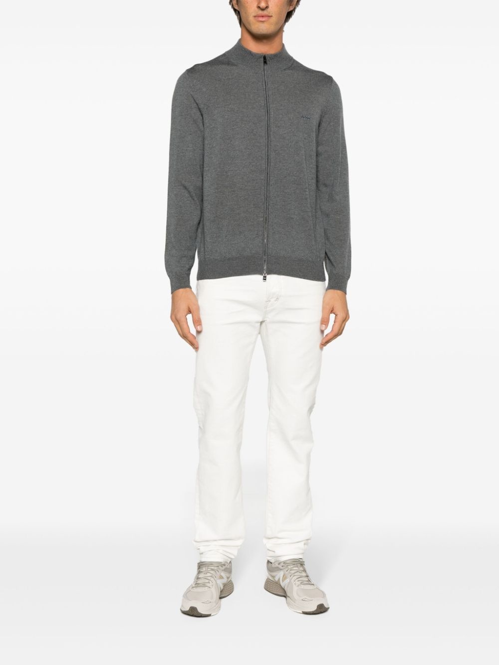 fine-knit zip-up cardigan - 2