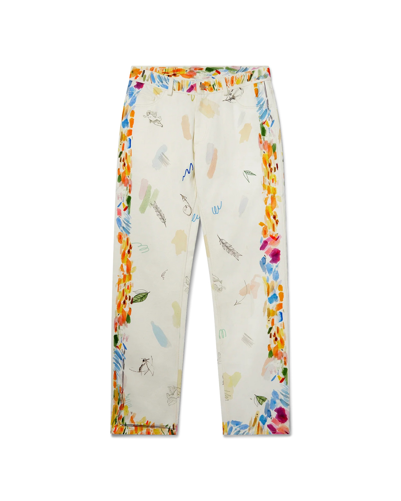 Work In Progress Printed Straight Leg Jeans - 1