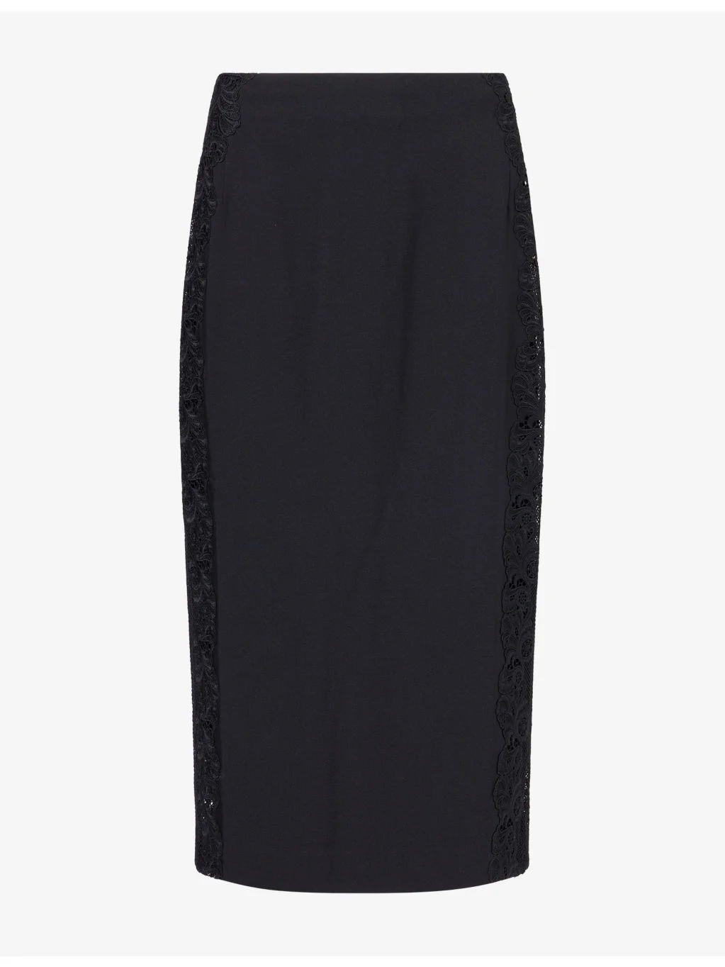 Lace-Panel Crepe Midi Skirt - 1