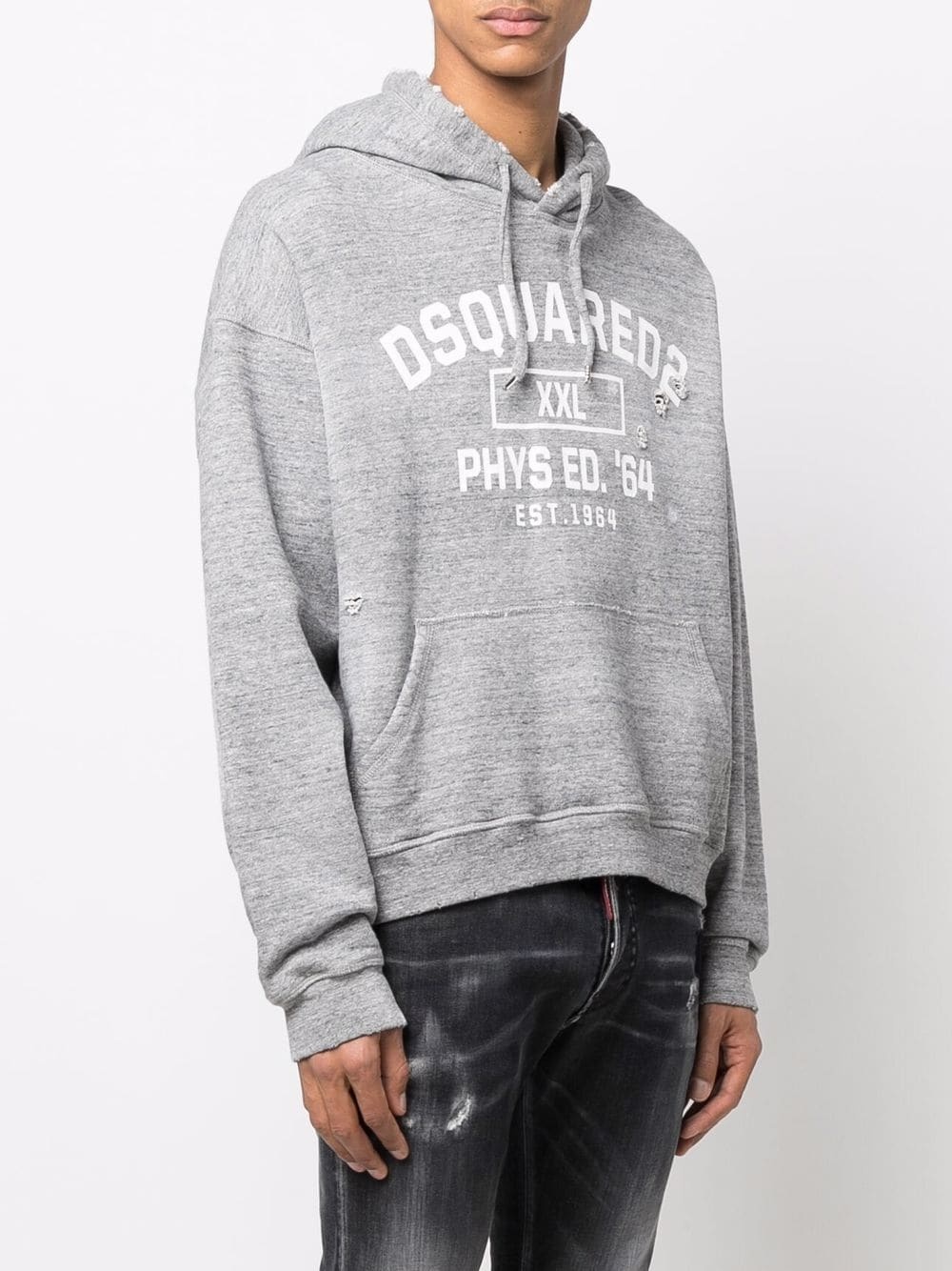 distressed logo-print hoodie - 3