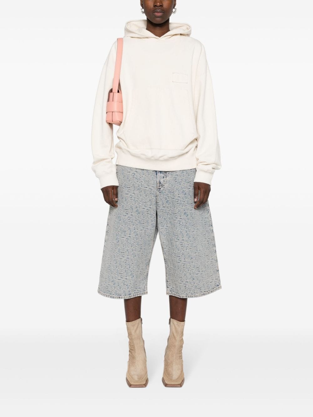monogram-jacquard denim shorts - 3