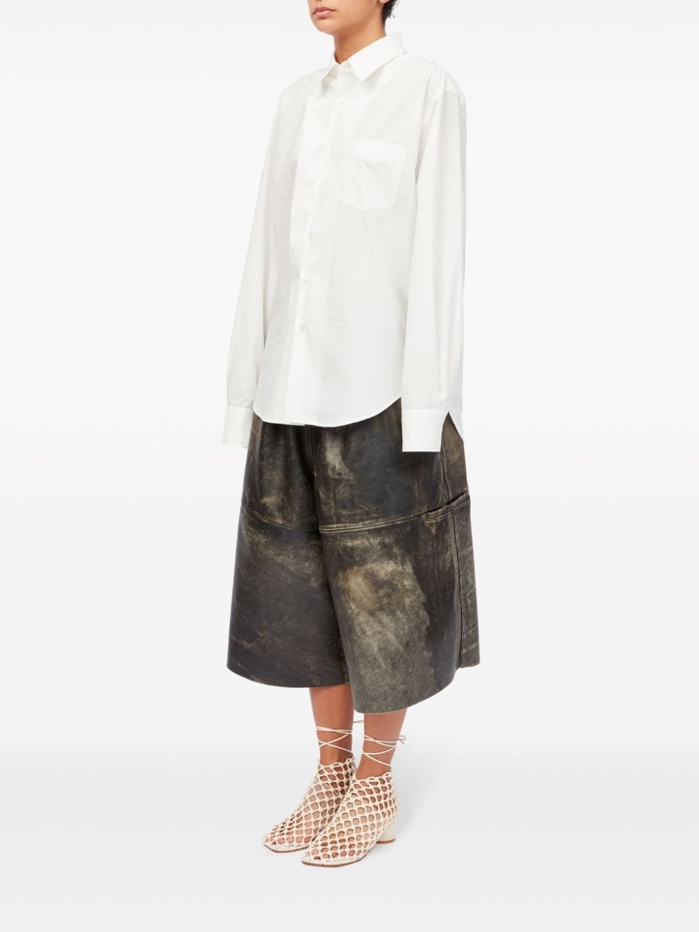 slash-detail cotton shirt - 6