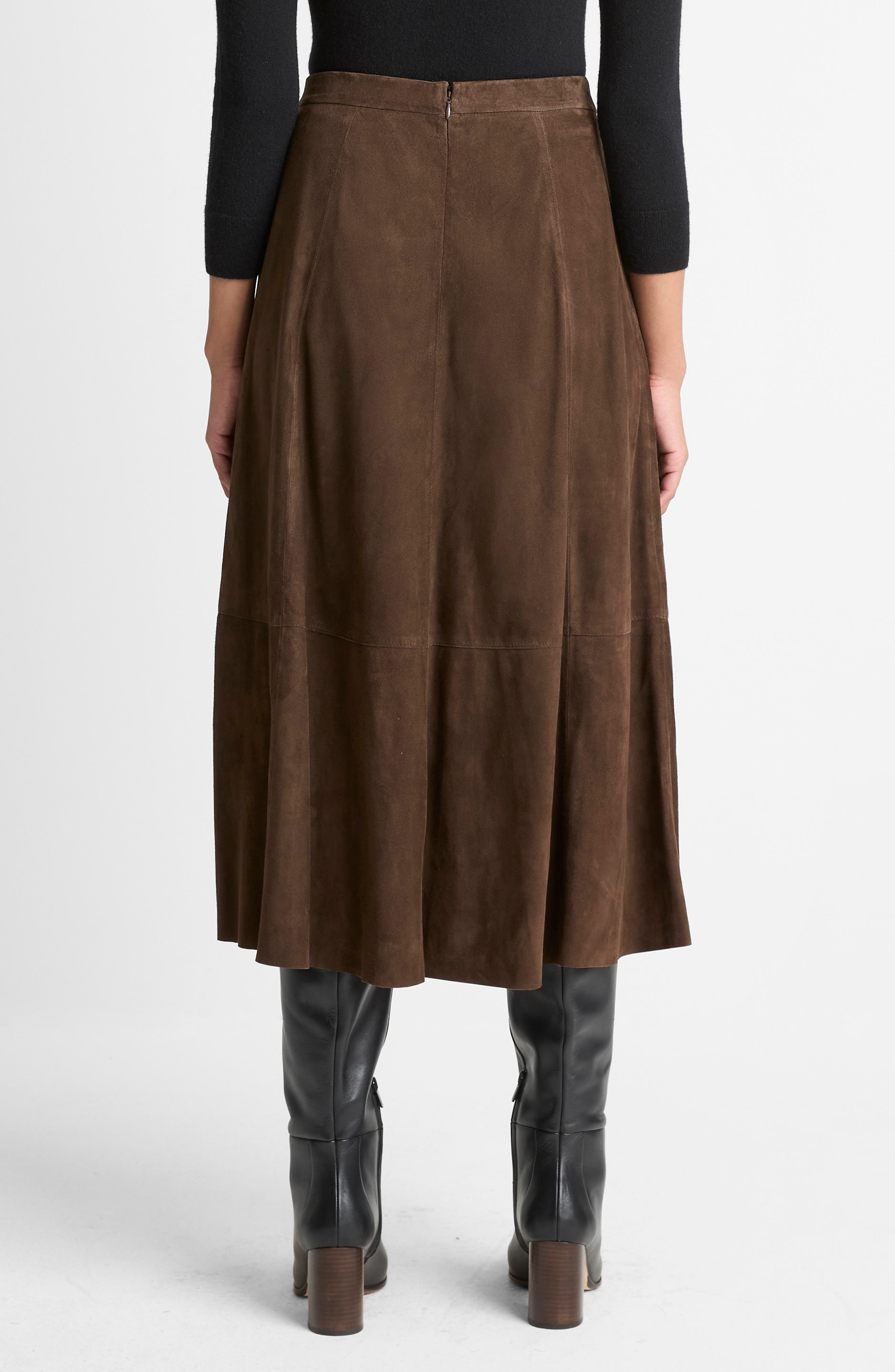 Vince Flared Suede Skirt in Deep Espresso at Nordstrom - 2