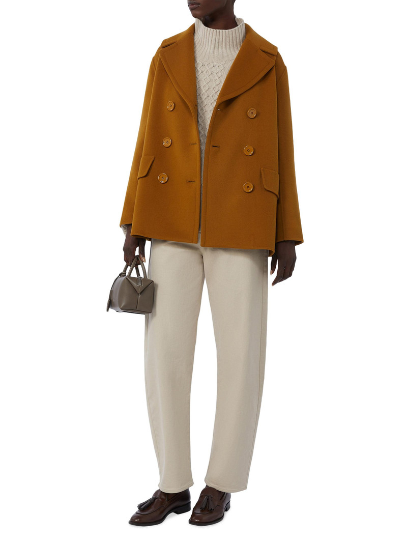 Women's Cable Knit Wool and Cashmere Polo Neck Sweater - Beige 4