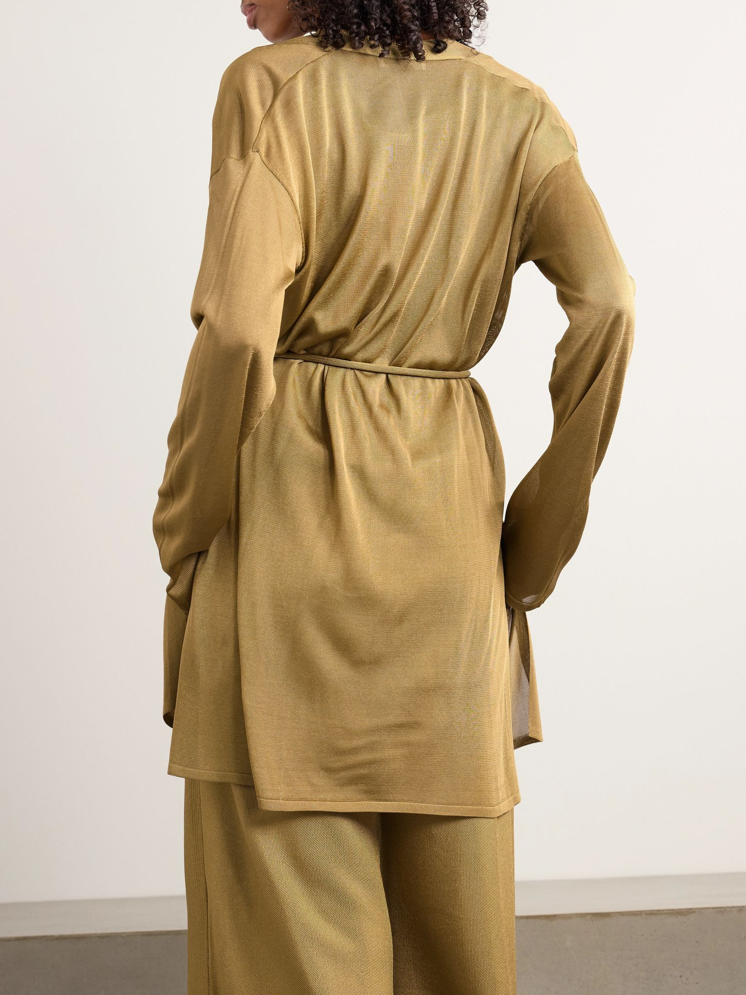 Danza belted knitted cardigan Gold - 3