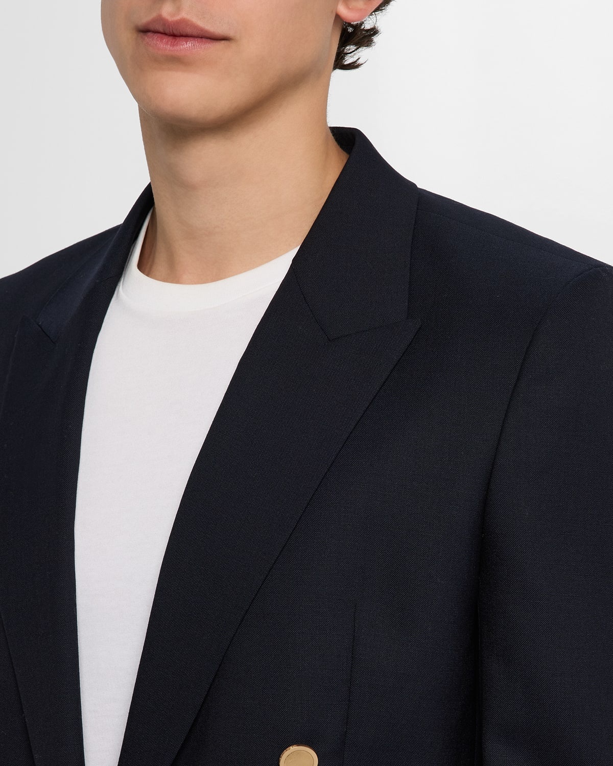 Men's Double-Breasted Wool Blazer Jacket - 7