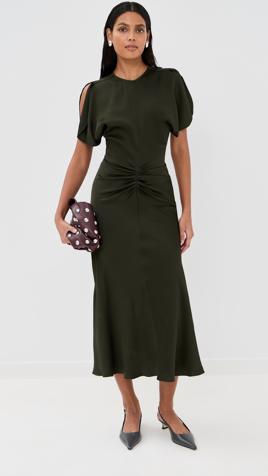 Gathered Waist Midi Dress - 4