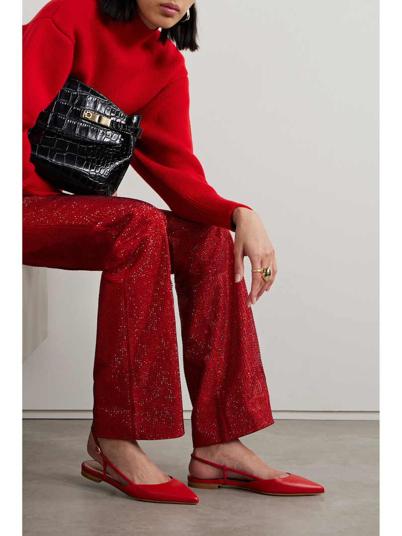 Gianvito Rossi Ascent Leather Point-toe Flats outlook