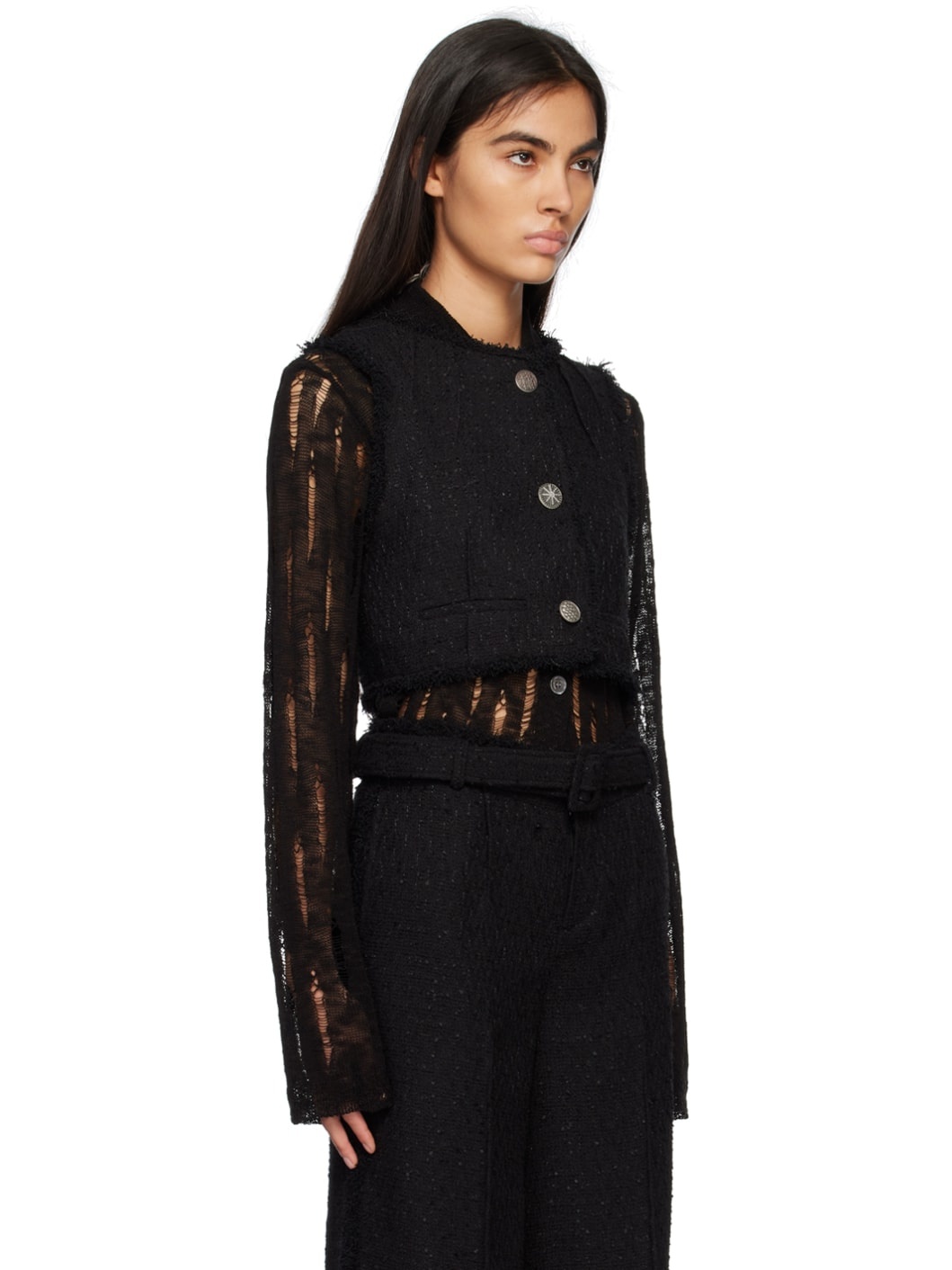 Black Cropped Vest - 2