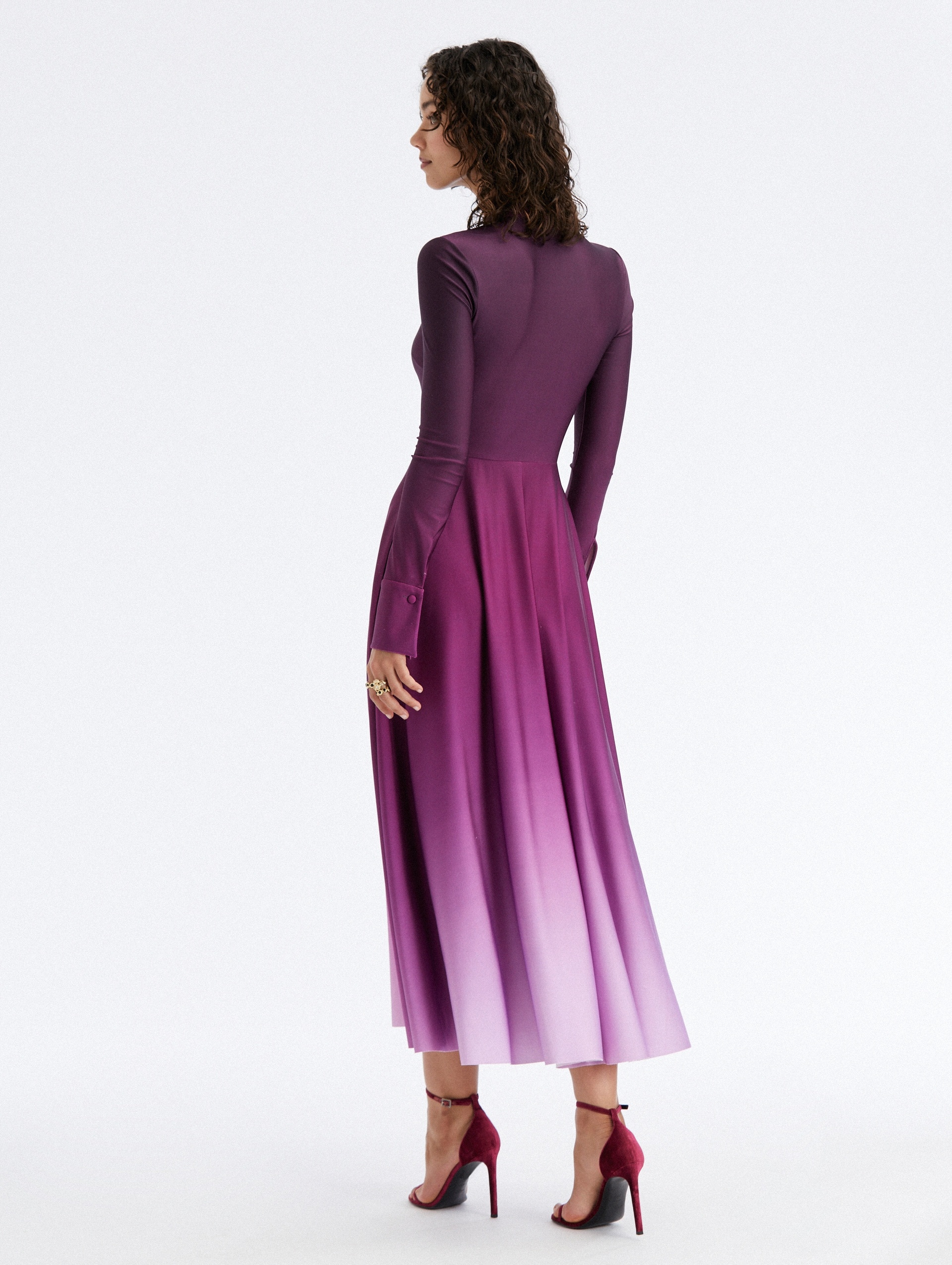 BUTTON FRONT OMBRÉ JERSEY DRESS - 2