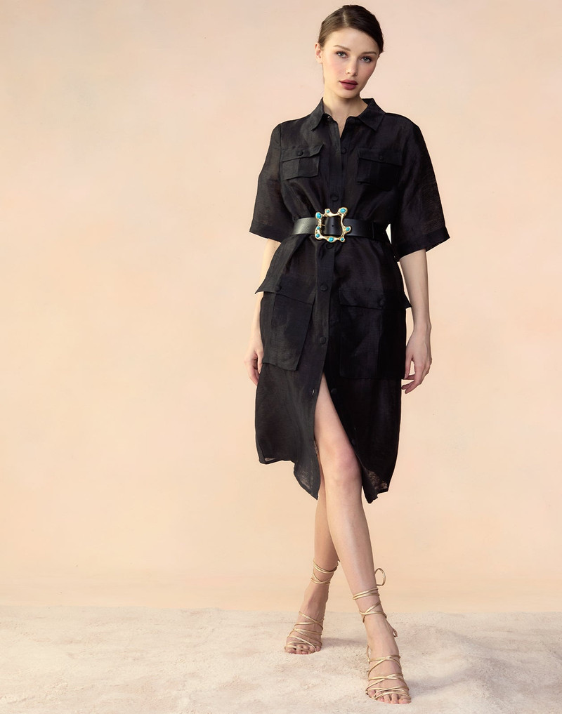 Lisbon Silk Linen Shirt Dress 8