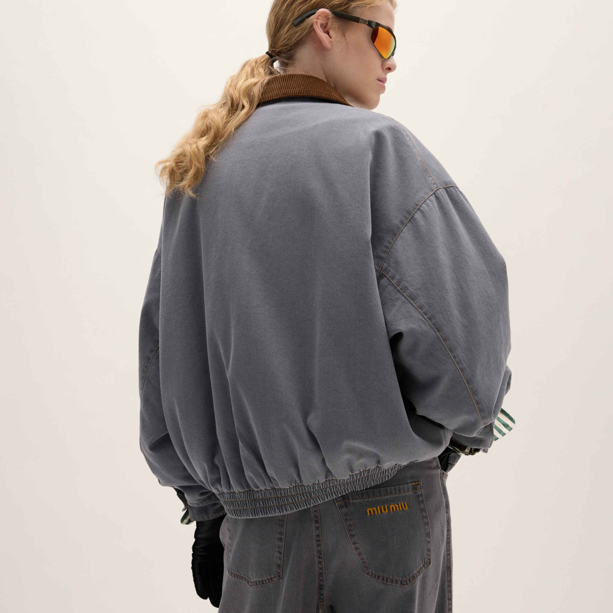Chambray jacket with velvet collar - 3