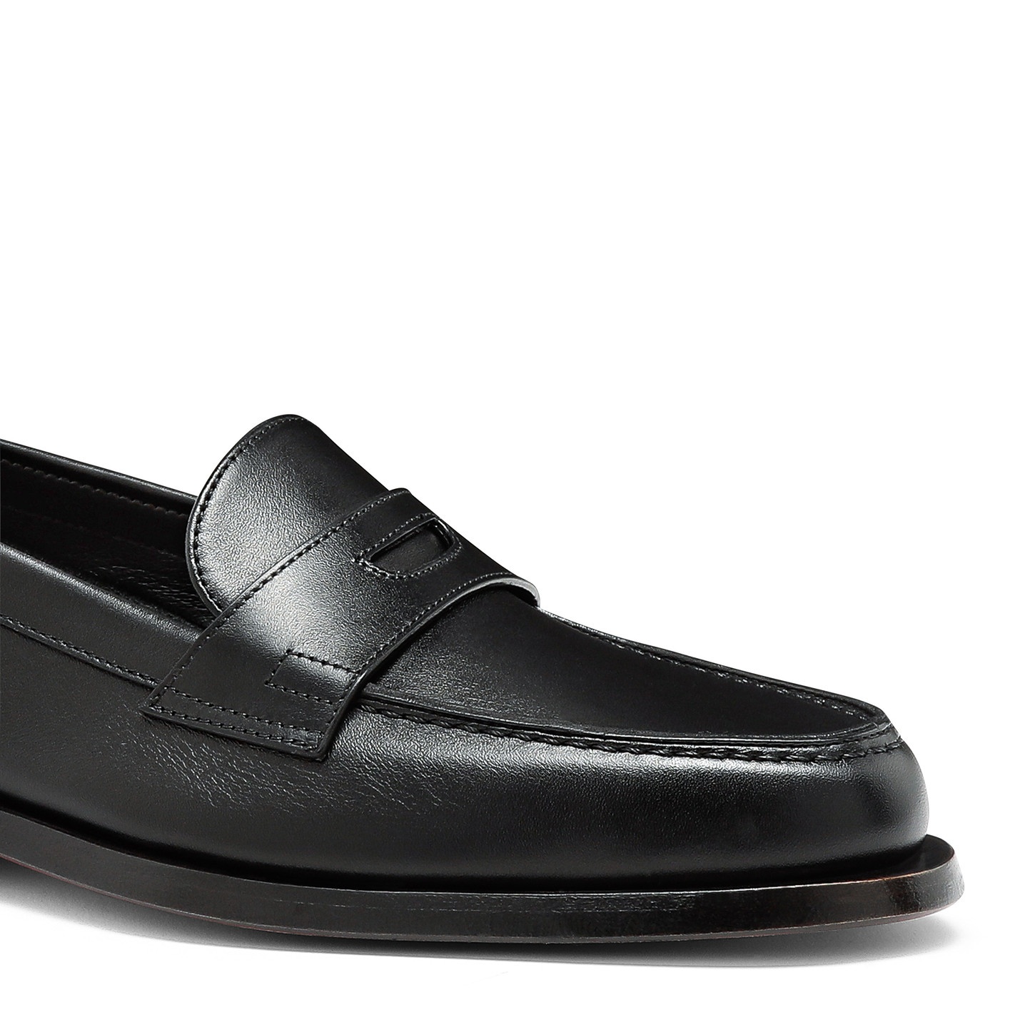 Women's black leather penny loafer - 5
