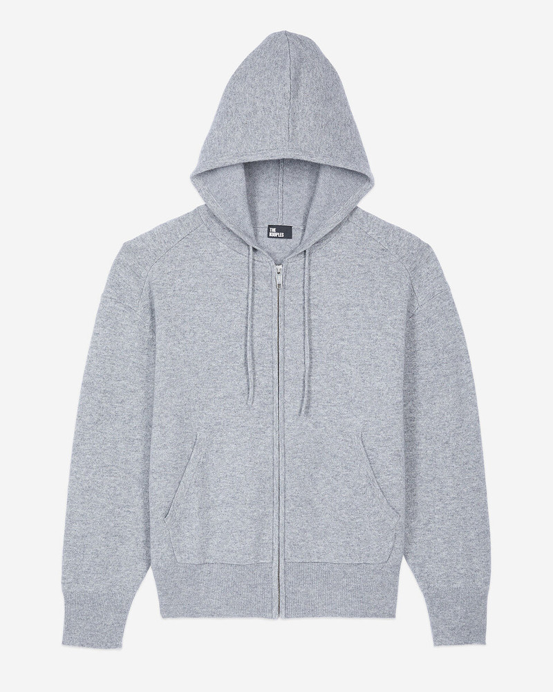 GREY WOOL AND CASHMERE HOODIE 1