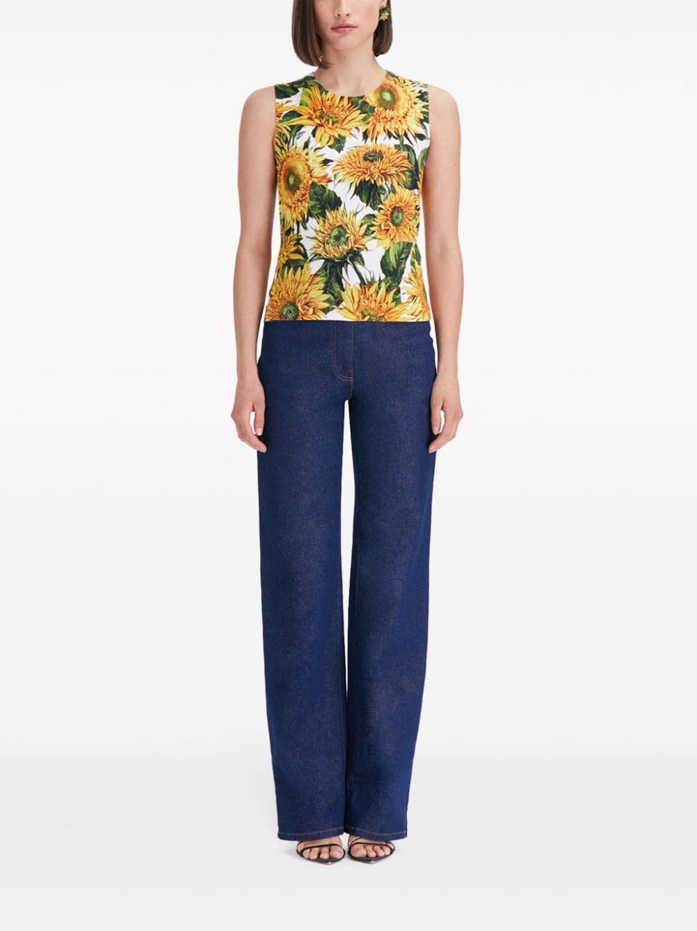 floral-print round-neck tank top - 2