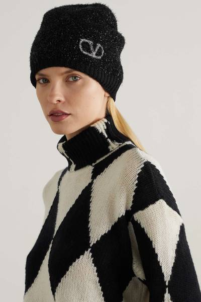 Valentino Embroidered metallic wool-blend beanie outlook