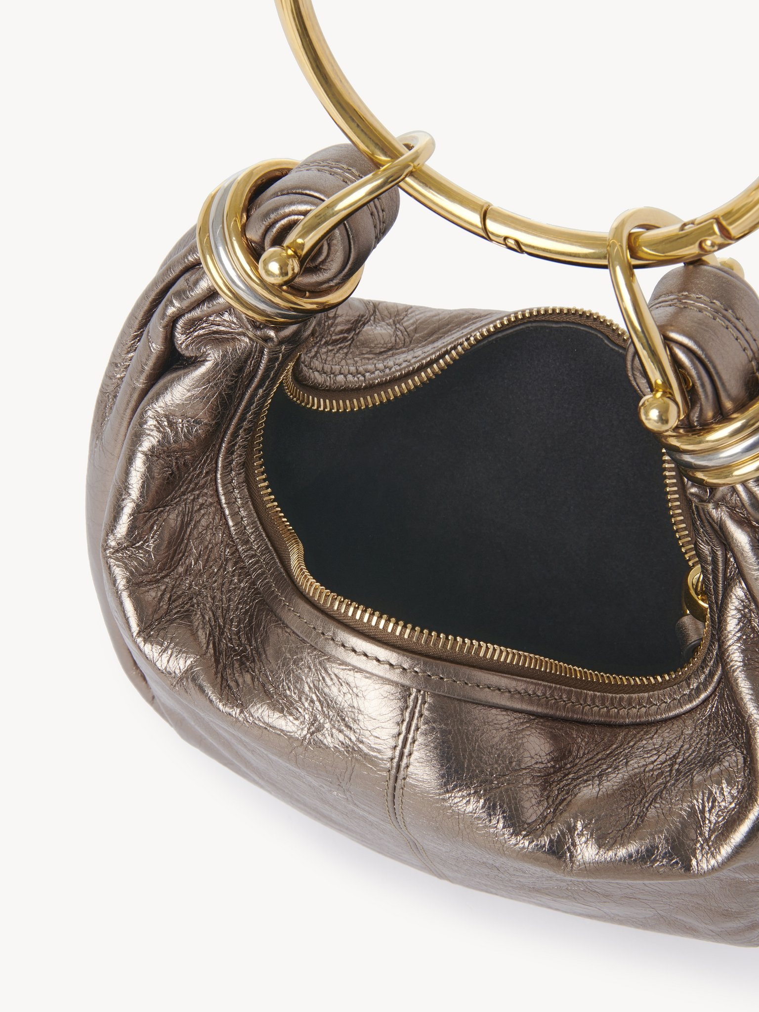 SMALL BRACELET HOBO BAG IN METALLIZED LEATHER - 5
