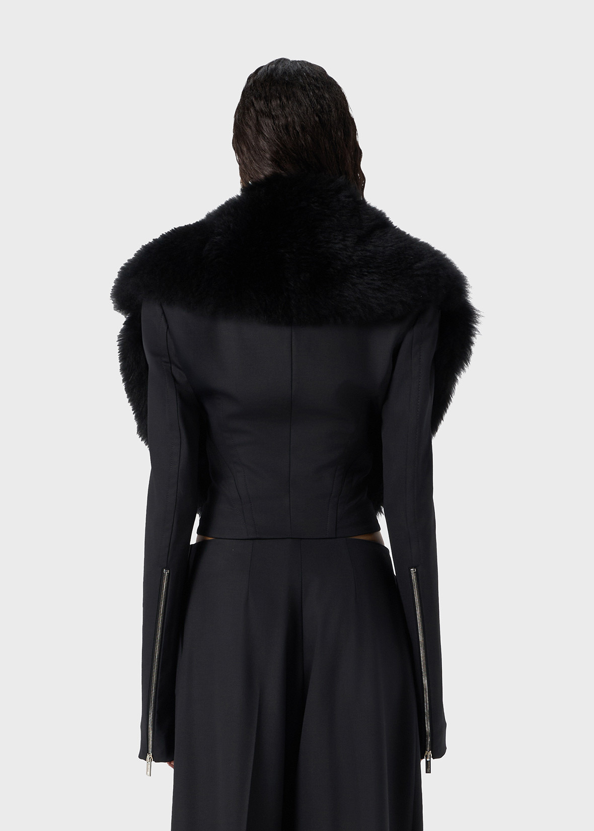 TWILL JACKET WITH FUR COLLAR - 4