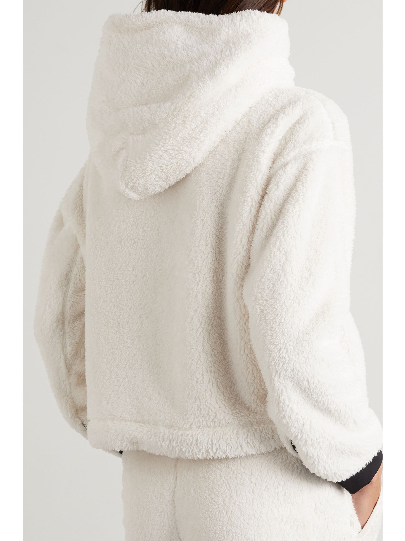 Cropped fleece hoodie White - 3