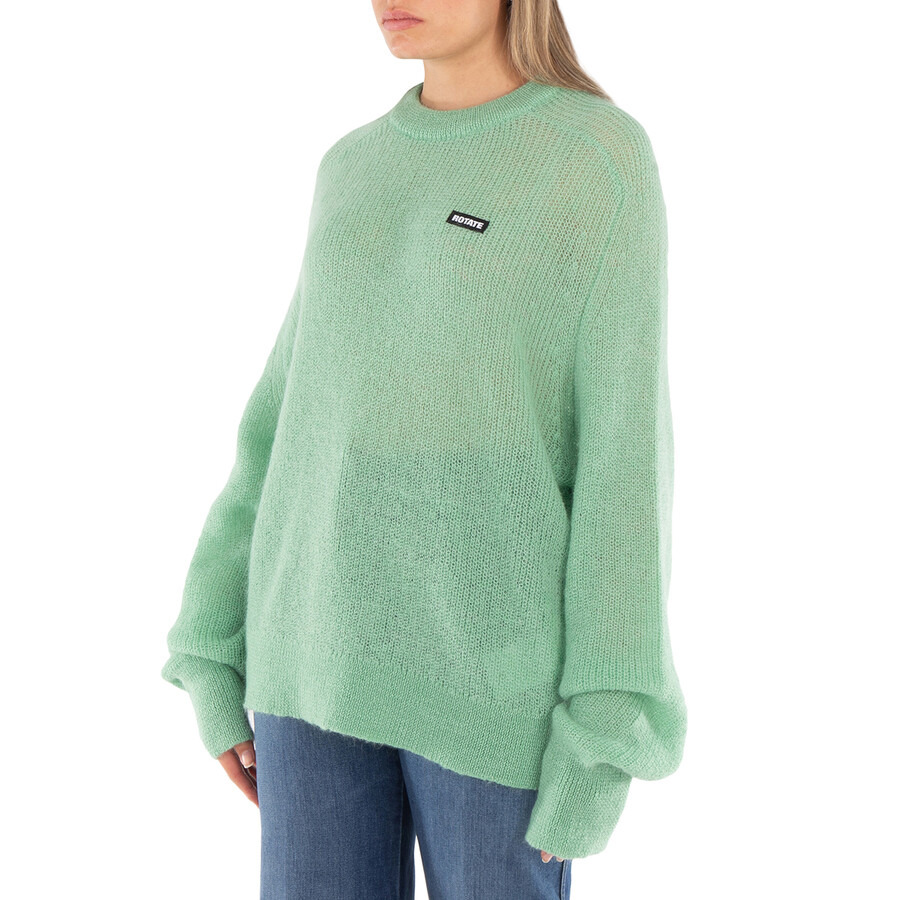 Rotate Ladies Grayed Jade Light Knit Logo Sweater - 2