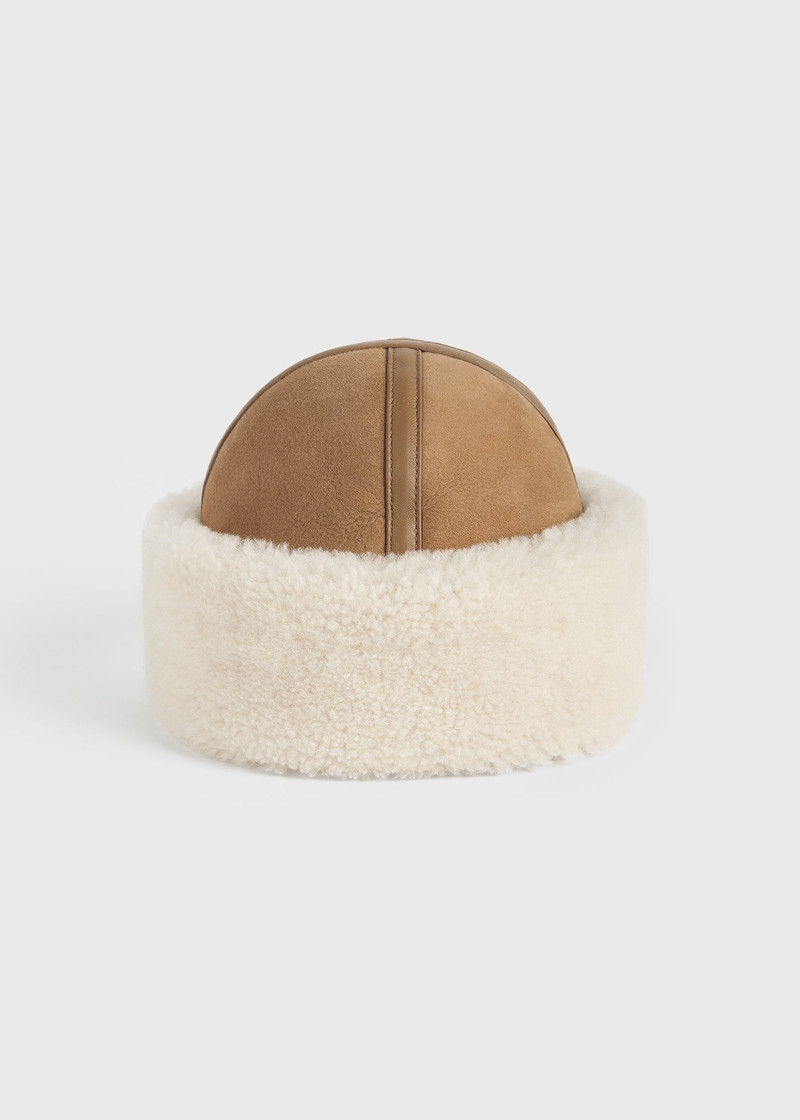 Shearling winter hat biscuit 1