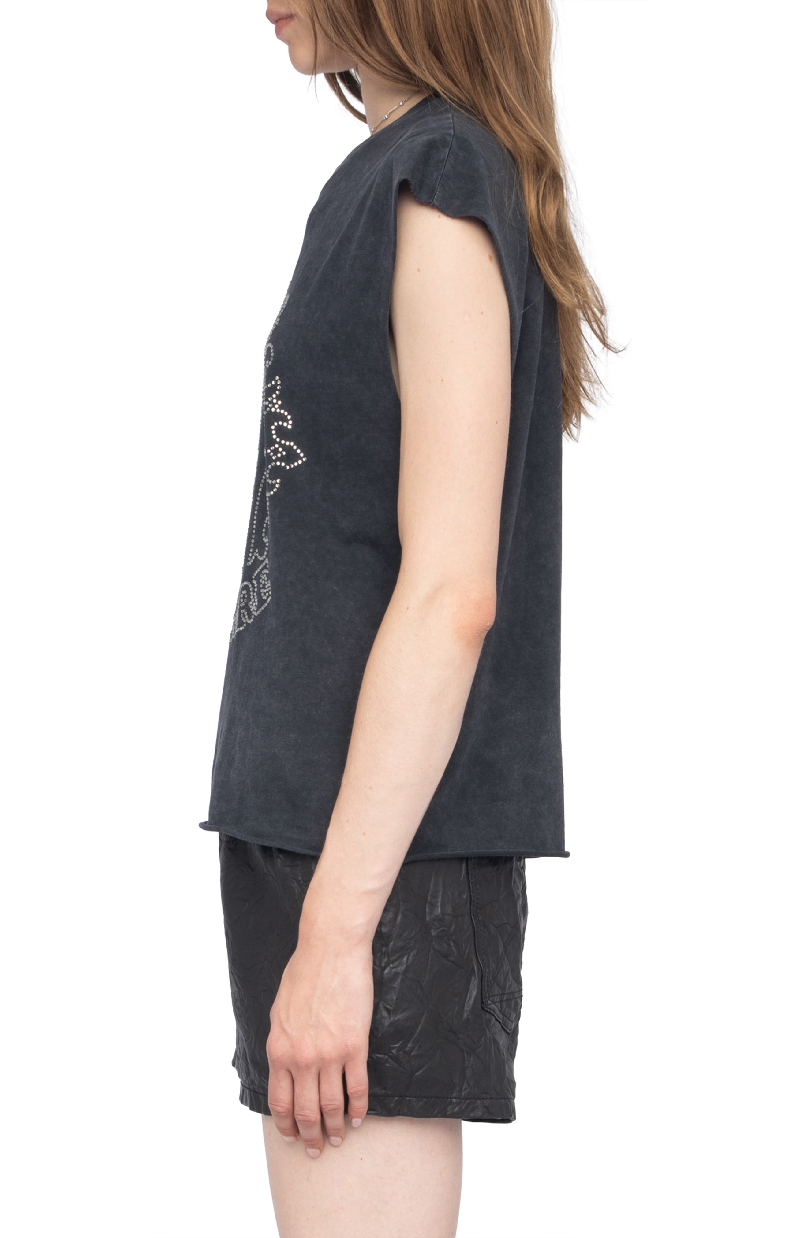 Zadig & Voltaire Cloe Strass Skull T-Shirt in Black at Nordstrom - 3