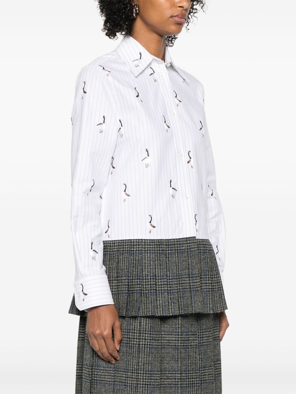 pleated-hem striped shirt - 3