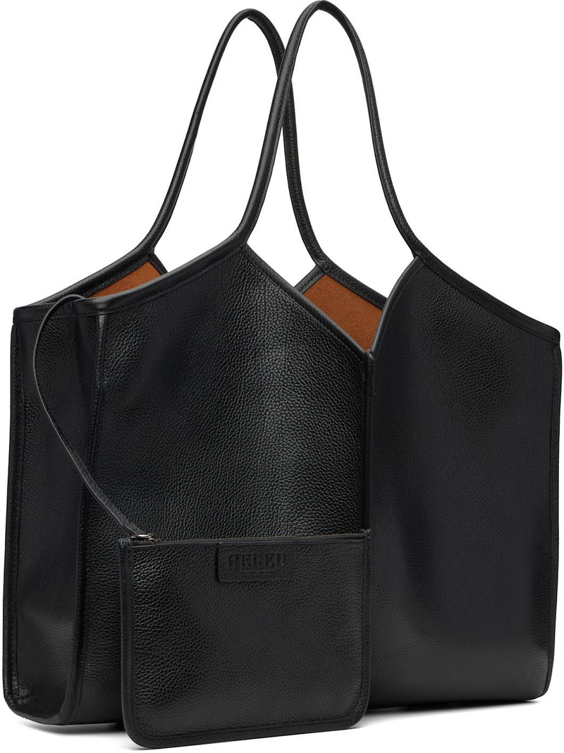 HEREU Black Calella Squared Medium Grainy Tote outlook